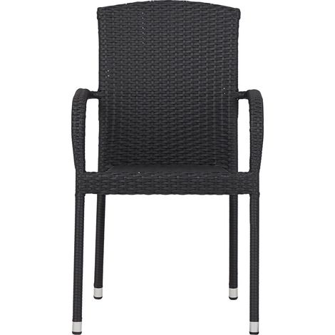 Anita chaise de jardin polyrattan empilable noir. (1/2)