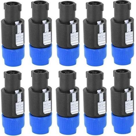 10 Pièces Speakon Connecteur d\'Amplificateur de Câble4 Broches Prise de Haut-Parleur Audio Étanche C-NL4FC (Bleu) (1/4)