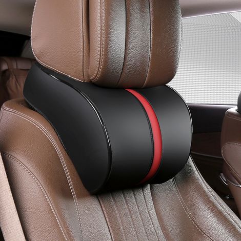 Oreiller d'appui-tête, support de cou pour siège de voiture, coussin d'appui-tête, cuir souple PU + mousse à mémoire de forme, oreiller de cou de voiture (1/5)