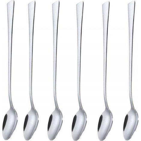 Cuillère À Cocktail - Acier Inoxydable Poli - 22 cm - Pour Latte Et Desserts - Lot De 6 (1/2)