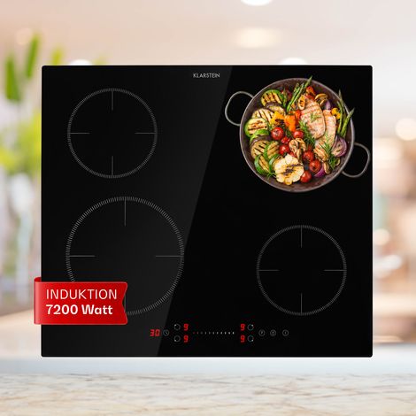 Klarstein Induction Hob, 7200W Electric Hob Induction Cooker, 4 Ring Electric Pan Hob, Built In Table Top Cookers w/ 4 Hobs, Modern Induction Heater Cooktops, Electric Hot Plates for Cooking