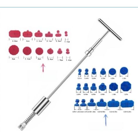 Ensemble de 36 outils de débosselage pour voitures, comprenant des lève-bosses et des outils de réparation de bosses. (1/5)