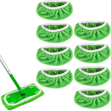 8 Pieces Mop Pads, Mop Replacement Pads, Washable Replacement Cloths, Microfiber Mop Pads, Reusable Cloths for Cleaning Scrubbing Dry or Wet Floors Tile Marble (1/5)