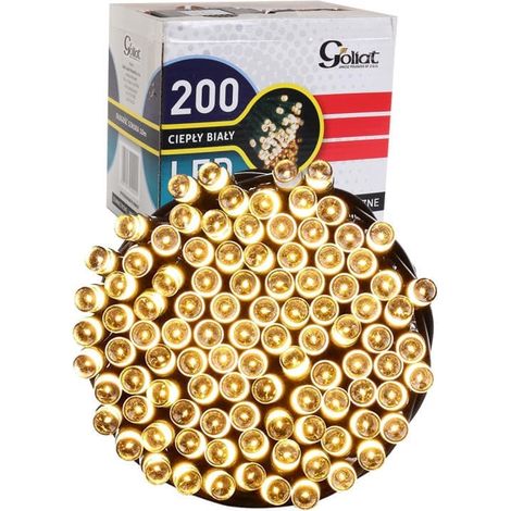 Luces navideñas para árbol de Navidad, tanto para interior como para exterior, 200 LED, luz blanca cálida, IP44, cable de 10 m de longitud. (1/5)