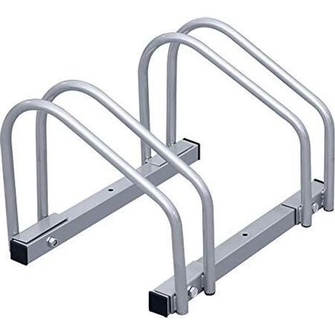 Support à vélos Karpal, fixation au sol et murale, support de stationnement multi-vélos, support autoportant, argent (pour 2 vélos) (1/5)