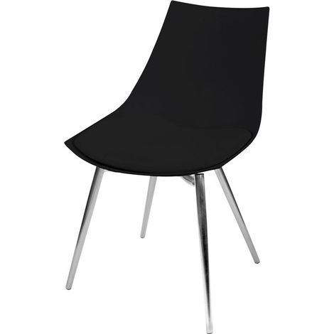 Set di 4 Sedie Dakota 100 in Ecopelle Nera e Gambe Cromate (1/3)