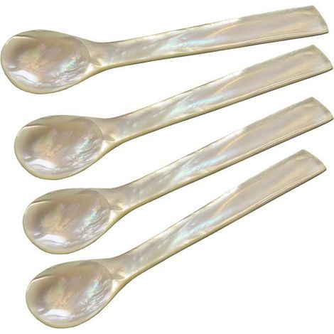 Lot de 4 cuillères à caviar et œuf en nacre naturelle coins droits 12 cm - PANGIVO (1/5)