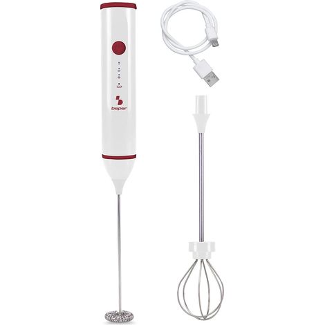 BEPER P102SBA008 Montalatte Elettrico Ricaricabile USB - Monta Latte per Cappuccino Elettrico con Frusta Montapanna Inclusa, Rosso/Bianco (1/5)