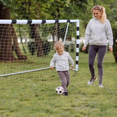 But de football enfant 305 x 201 cm en métal noir, facile à monter pour jardin FLORAGRACE (1/5)