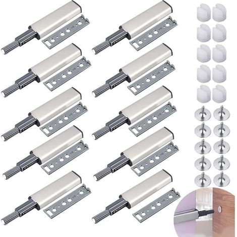 10 PCS Push to Open Aimant Poussoir Porte Placard Loquet Magnetique,Tampon Amortisseur pour Armoire Tiroir,Ouvre et Ferme la Porte avec Pression pour La Porte de L'armoire,Tiroir,Meuble et Plac (1/4)