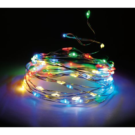 Draht Lichterkette 160 LED mit Timer und 8 Funktionen 795 cm - bunt/multi - Innen und Außen Draht Lichterkette mit Batterie betrieb