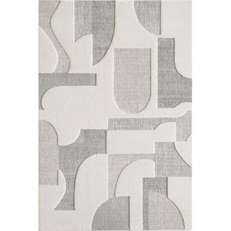 Tapis salon et chambre 120x170 crème rectangle tissé motif simple LYN9 CERGEO