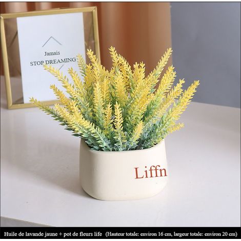Lavande de Provence jaune artificielle en pot céramique Life (1/4)