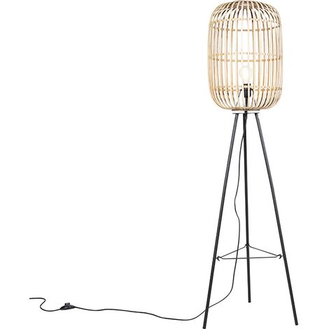Smarte ländliche Stehlampe Rattan inkl. WiFi A60 - Manila