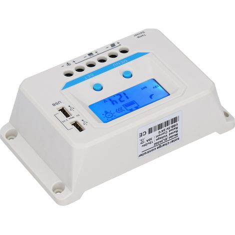 Régulateur de Charge Solaire 30A PWM, Contrôleur LCD pour Batterie 12V 24V, Boîtier ABS Résistant (1/5)