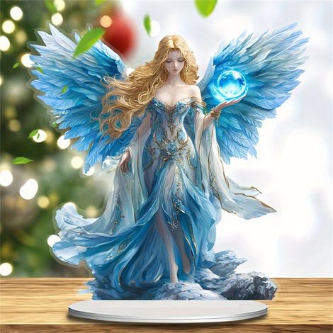 Angel - 2D Tableau Décor Intérieur - Ornement de Bureau et de Cheminée - 20 x 20 cm - Bleu - 1 Pièce (1/5)