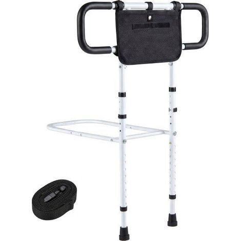 Barrière de lit blanche pour seniors réglable en hauteur et largeur, avec poignées rembourrées et poche, pour chambre et maison (1/5)