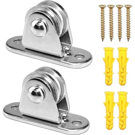 2 poleas de cable de acero para cuerdas, polea pequeña, rodillos verticales de cable de acero inoxidable, ruedas de alta resistencia de 60 mm (1/5)