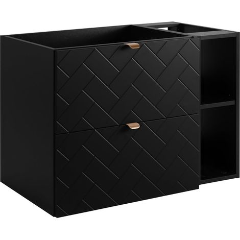 Mobile da bagno, Nero Opaco, 80 x 57 x 46 cm, Maniglie Dorate (1/5)