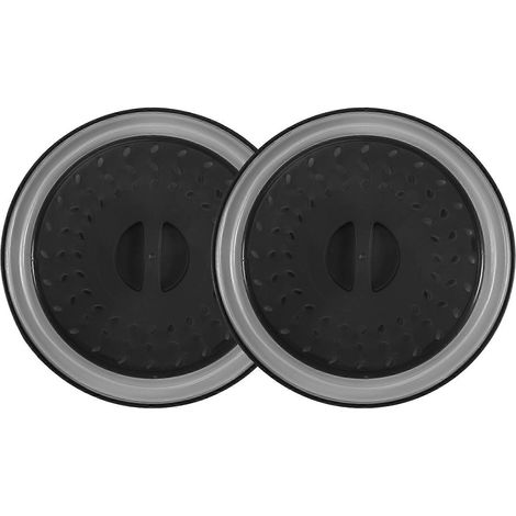Lot de 2 couvercles anti-éclaboussures pliables pour micro-ondes, avec poignée ergonomique et panier passoire, compatibles lave-vaisselle. (1/5)