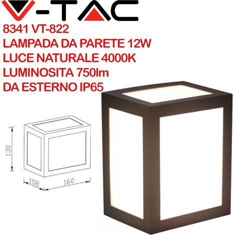 V-TAC VT-822 8341 Lampada LED da Muro a Lanterna 12W Colore Nero 4000K IP65 (1/5)