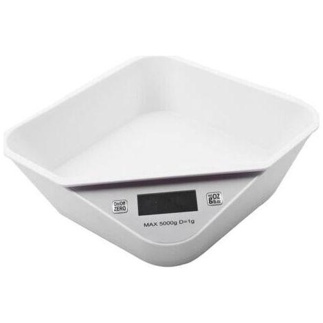 NALOOKAMIC 5000g LCD Digital Kitchen Scale Bowl Precision Electronic Food Weight Scale for Cooking and Baking Easy to Clean Lightweight White