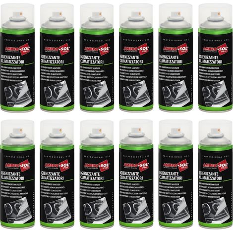 12 Bombolette igienizzanti e sanificanti per climatizzatori - Spray pulizia condizionatori da 400 ml con cannuccia da 60 cm in dotazione (1/5)
