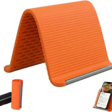 Neuer faltbarer Silikon-Handyständer mit Aluminiumstange (2026), universelle, rutschfeste und verstellbare Halterung für Handy/Tablet, ergonomischer, faltbarer Silikon-Gerätehalter M (1/5)