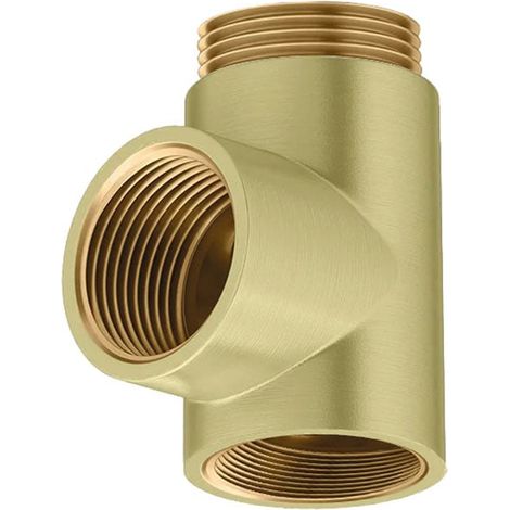 Heatwave Towel Rail Dual Fuel T-Piece Brushed Brass (1/2)