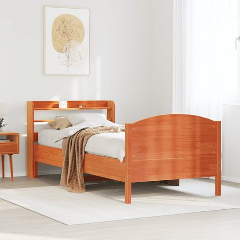 Bed Frame without Mattress Wax Brown 75x190 cm Small Single Solid Wood Pine vidaXL (1/5)