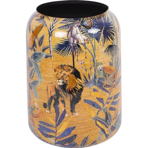 Jungle Vase Large - Iron/Paper/Enamel - L47 x W47 x H62 cm - Gold/Blue