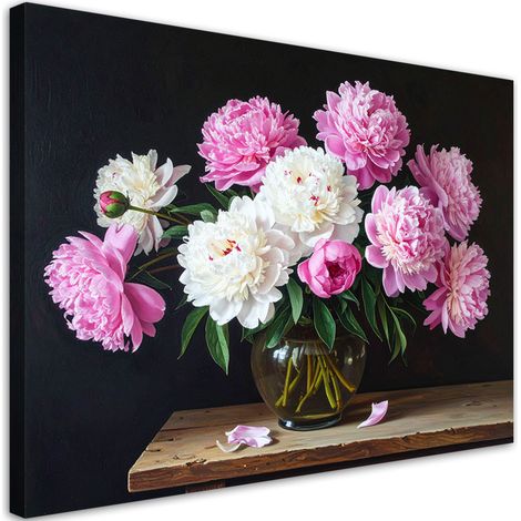 Wandbild für wohnzimmer  Pfingstrosen Blumenstrauß in einer Vase 60x40 cm