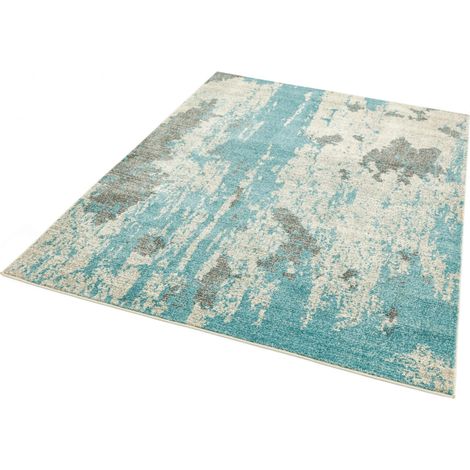 Nova NV15 Abstract Rug for Modern Living Room Bedroom Painterly Art Duck Egg Blue Grey Rug in Medium 120x170 cm (4'x5'6") (1/4)