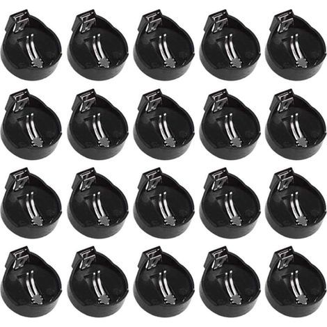 Lot de 20 Support de Pile Bouton, Adaptateurs de Batterie Portables 3V CR2032 CR2025 Noir (1/5)