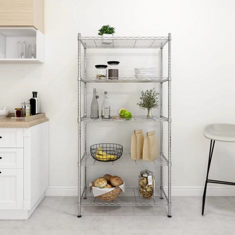 Lagerregal mit 5 Böden 90x35x180 cm Chrom 250 kg