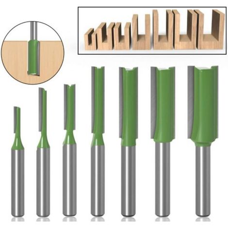 Coavas – Set de 7 fraises droites 6 mm – Carbure de tungstène pour bois dur – Coupes précises MDF, contreplaqué, panneaux d (1/5)