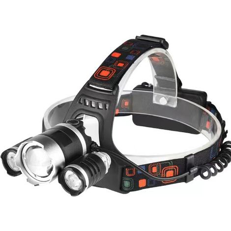 Lampe frontale LED 6000 lumens, 4 modes d'éclairage, rechargeable 18650, étanche, idéale pour la course à pied. (1/4)