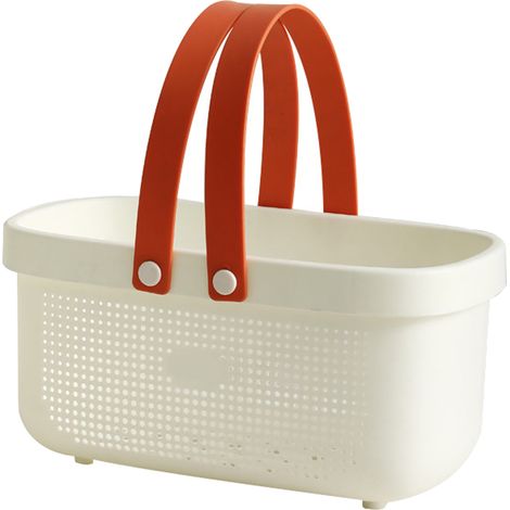 Cesta de ducha portátil de plástico con asa – Gran capacidad, drenaje de agua eficiente, 17,8 x 15,6 x 31,5 cm (1/5)