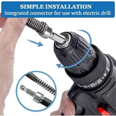 1 Tige spirale, 10 mm diamètre, 3 m longueur, acier robuste, déboucheur canalisation, cuisine salle de bain (1/4)