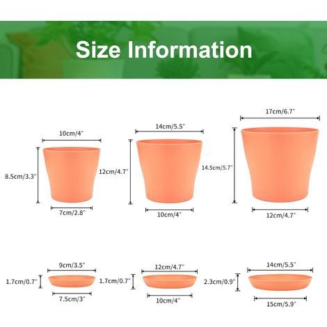 KINGLAKE 8 Pièces 10 CM Pots Plastique Plantes Petite , Cache pot Interieur Exterieur , Pot de Fleur Avec Plateaux , Convient aux Semis, Cactus, Plantes Succulentes, Orchidées, Herbes -8 Coloré (1/4)