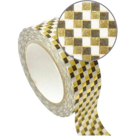 Ruban adhésif de masquage 1,5 cm x 10 m - Damier - or (1/3)