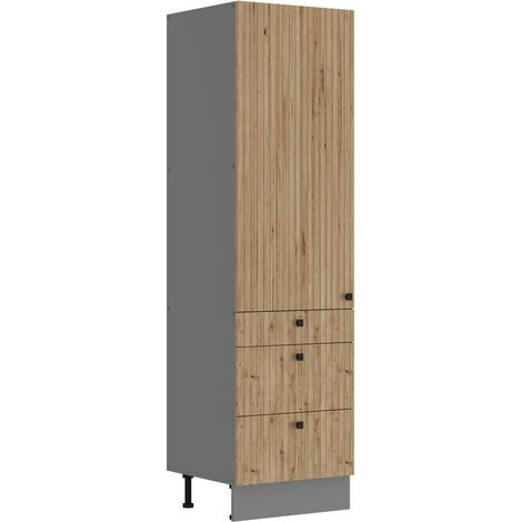 Küche AVA Artisan Hochschrank 60 cm Lamellenoptik Küchenzeile Einbauküche (1/5)