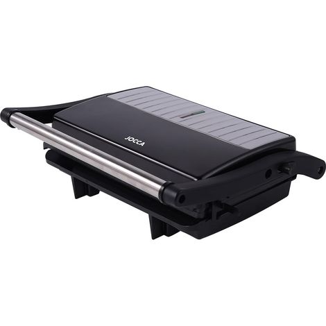 JOCCA - Panini Grill 2 Fette/Apertura 180º/Antiaderente/Potenza 1000 W/Paniniera, Grill, Griglia, Piastra Elettrica/Manico Cool Touch/Luci di accensione (Nero) (1/5)