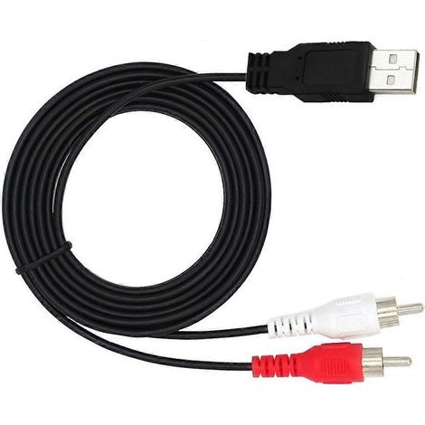 Adaptateur USB 2.0 mâle vers 2 RCA mâles pour son et vidéo, convertisseur auxiliaire pour TV/PC (1/4)