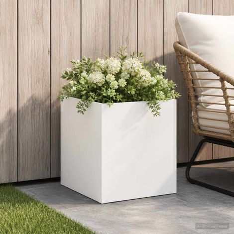 vidaXL Macetero de Jardín Blanco 20 x 20 x 20 cm (1/5)
