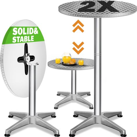 CASARIA® Set of 2 High Tables Foldable Height Adjustable 70 cm 115 cm Aluminium Outdoor Round High Bistro Beer Party Tables (1/7)