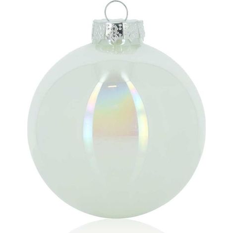 ARPIMEX Box 16 Sfere Natale Vetro D 80 Mm Bianco Perla