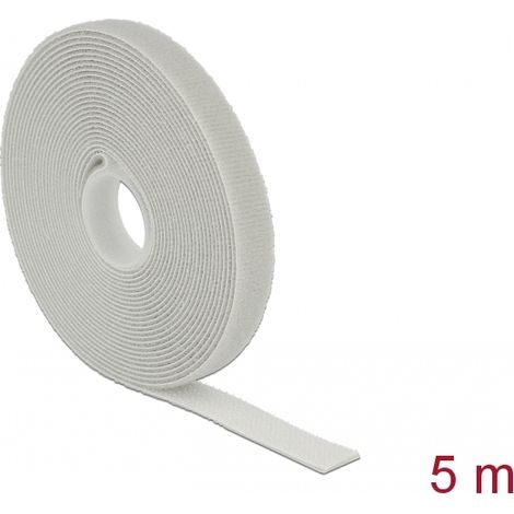 Delock Cinta de gancho y bucle en rollo LA 5 m x AN 13 mm gris