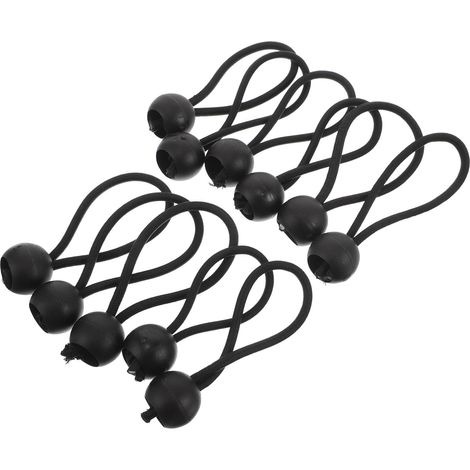 Cordon Élastique Lot de 20 avec Boules 4mm en Caoutchouc Noir 10cm pour Canopées et Expéditions Outdoor (1/5)