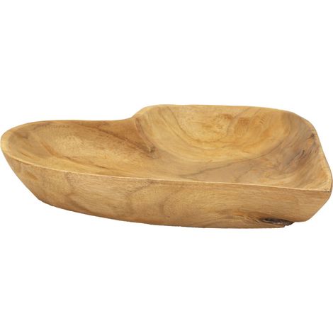 Vassoio Kiha in teak riciclato forma bilobata 27x29x4 cm — pezzo unico